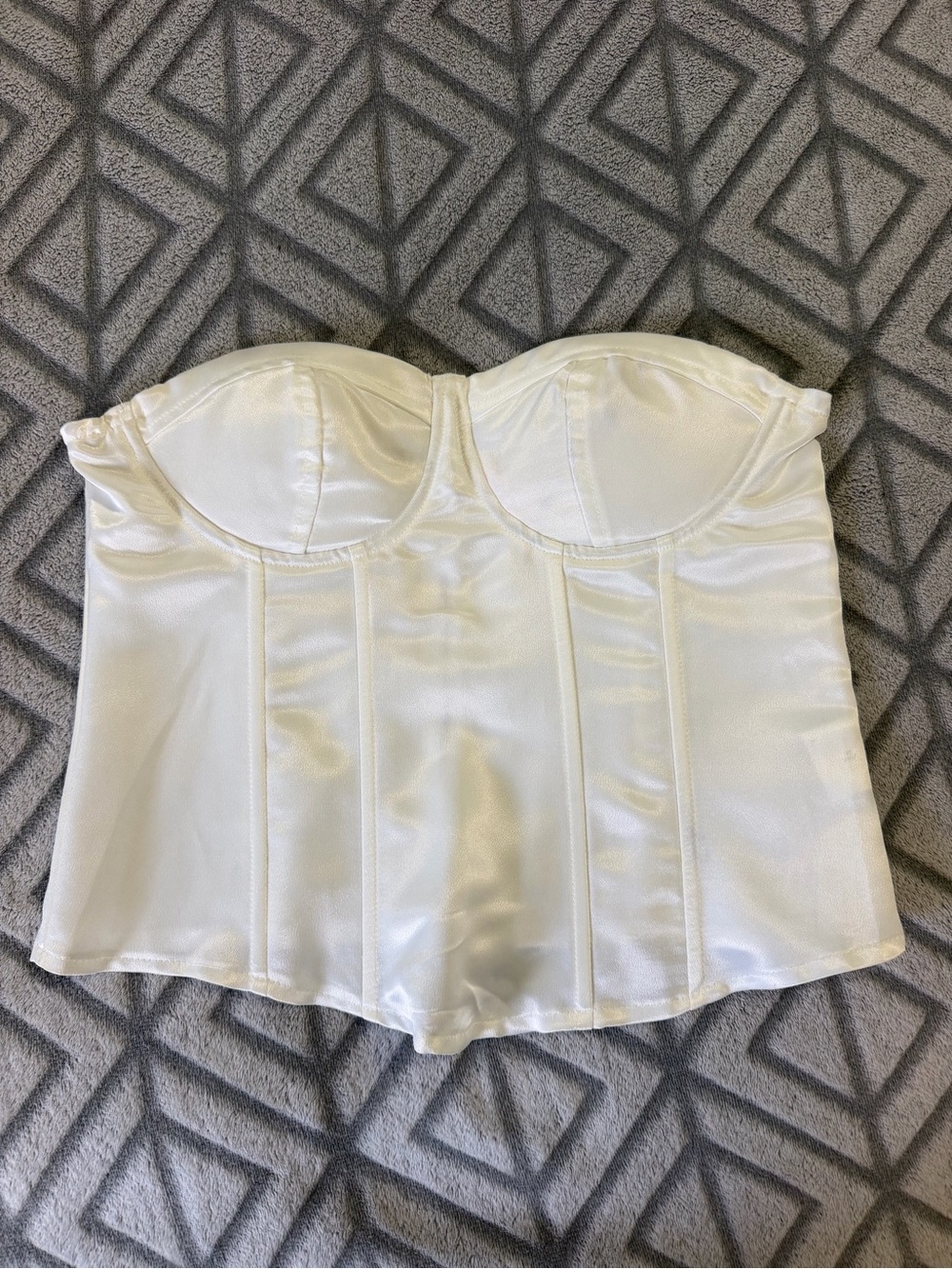 Xtaren White Strapless Bustier Top with Pink Label